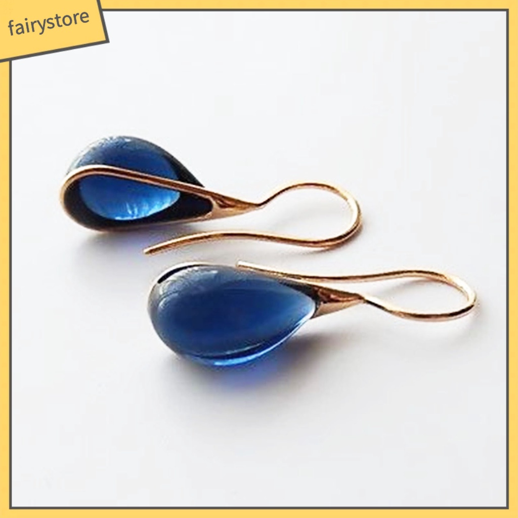 1 Đôi Bông Tai Hình Giọt Nước Đính Pha Lê Giả Trong Suốt Dành Cho Nữ