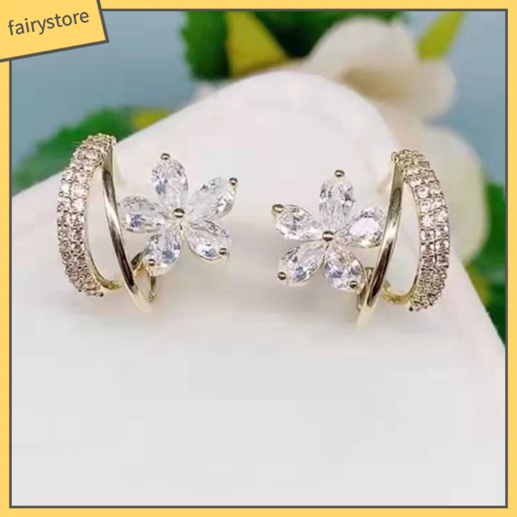 1 Đôi Bông Tai Tròn Đính Đá Lấp Lánh Dành Cho Nữ