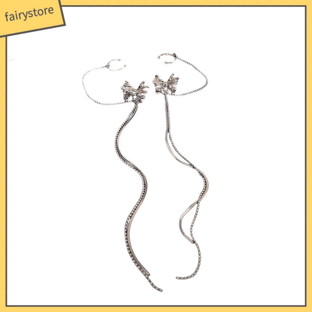 1 Đôi Bông Tai Dáng Dài Hình Bướm Đính Đá Thời Trang Dành Cho Nữ