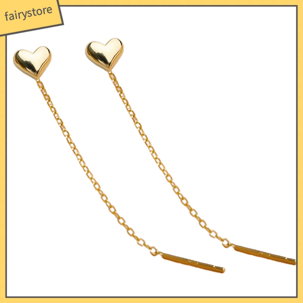 1 Đôi Bông Tai Hình Trái Tim Nhỏ Dáng Dài Trọng Lượng Nhẹ Thời Trang Nữ