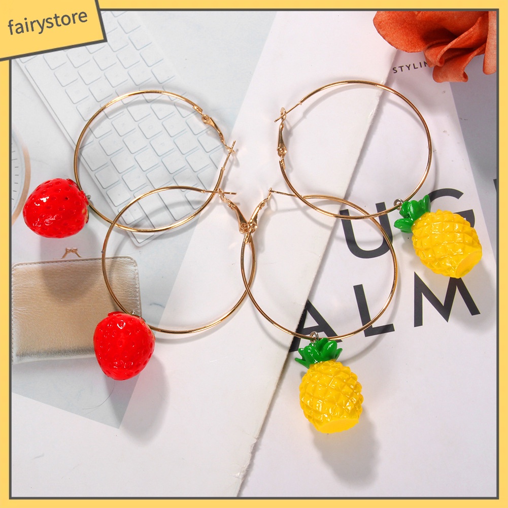 Khuyên Tai Tròn Hình Trái Cây Dễ Thương Cho Nữ