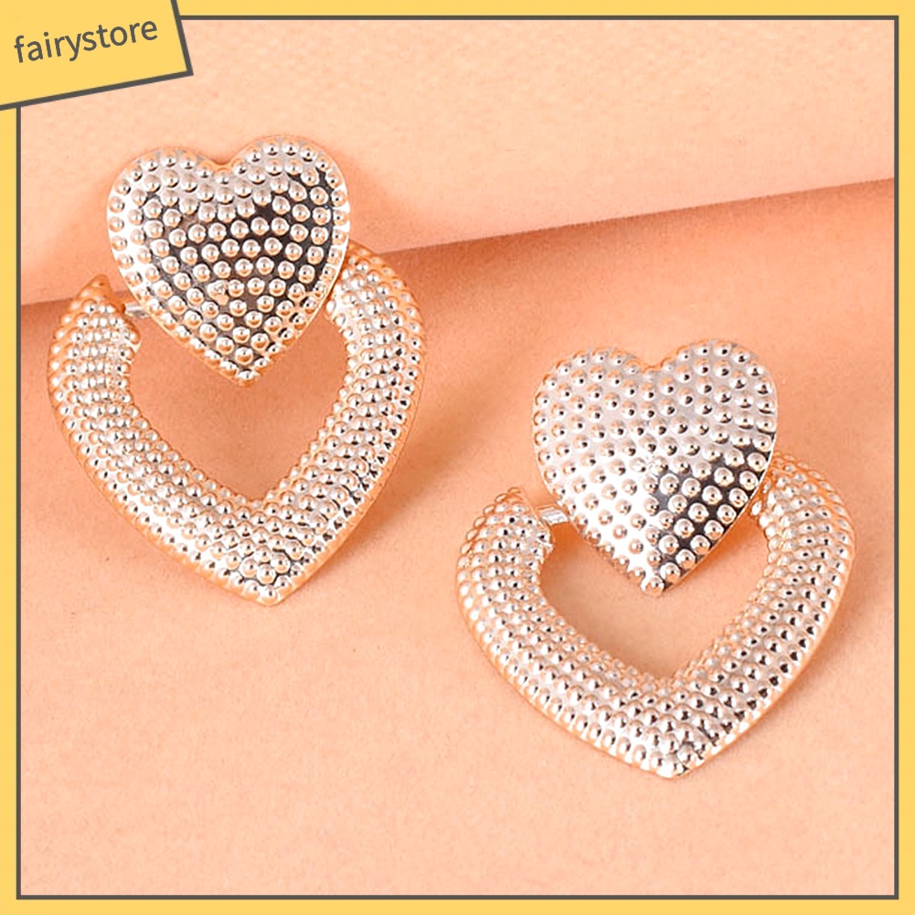 Bông Tai Hình Trái Tim Đôi Bằng Hợp Kim Thanh Lịch Dành Cho Nữ