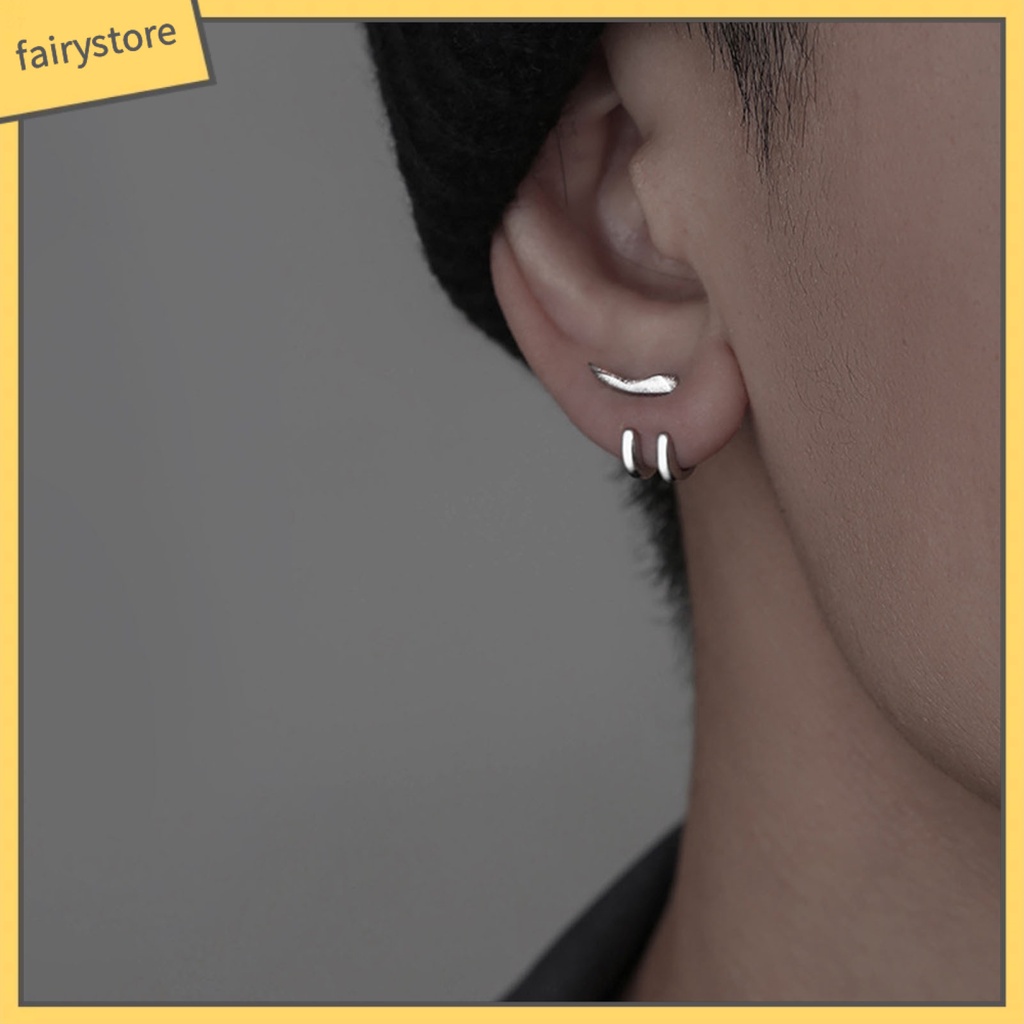 Bông Tai 2 Móc Thiết Kế Đơn Giản Phong Cách Punk Hip Hop Thời Trang Cho Nam