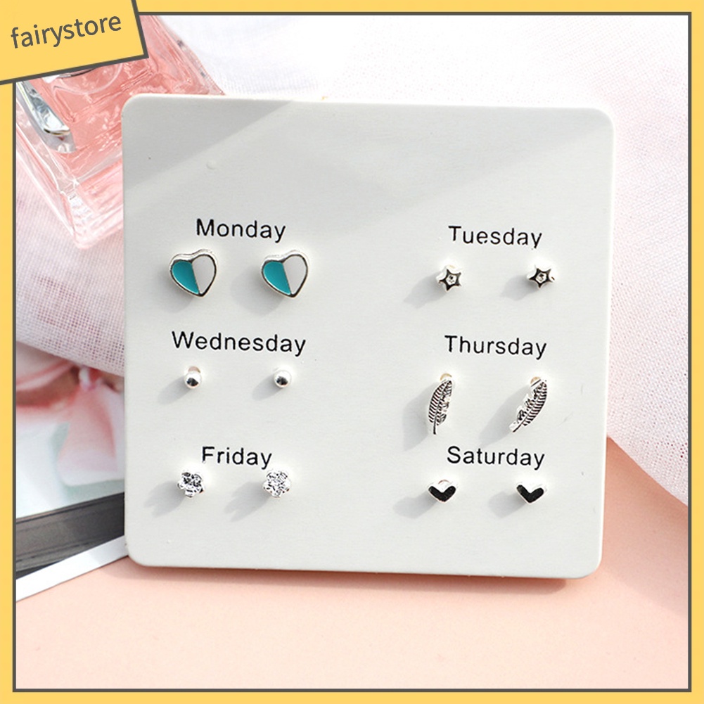 Set 6 Khuyên Tai Tròn Gắn Lông Vũ Thời Trang Nữ