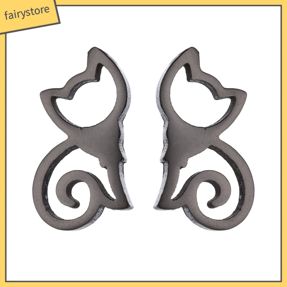 Bông Tai Hình Mèo Bằng Thép Không Gỉ Dễ Thương