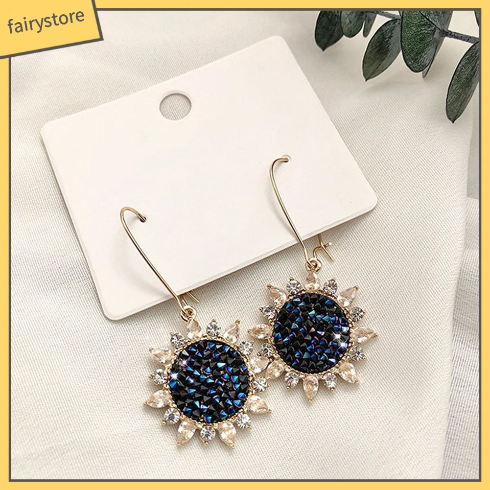 Bông Tai Hình Hoa Hướng Dương Đính Đá Zircon Sang Trọng Cho Nữ