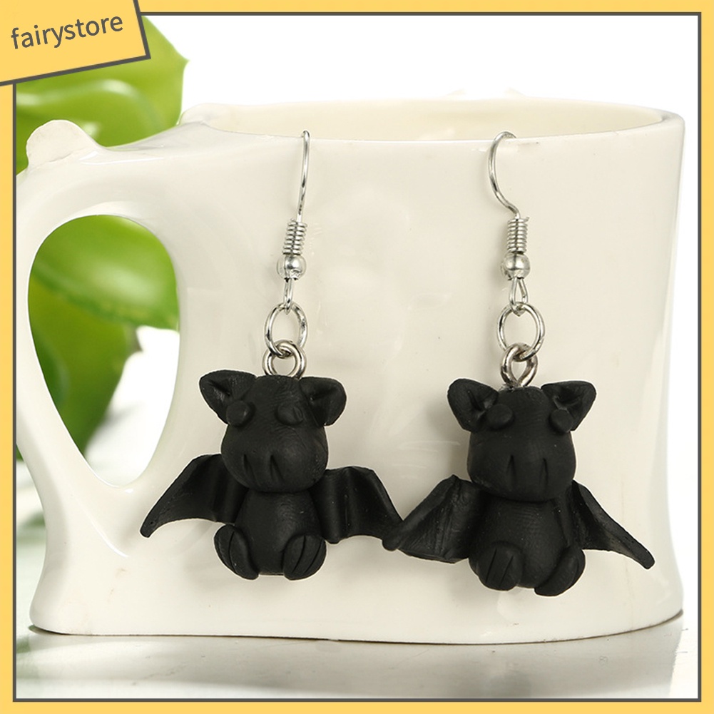 Bông Tai Dạng Móc Hình Thú Hoạt Hình 3D Bằng Đất Sét Polymer Dễ Thương Cho Nữ