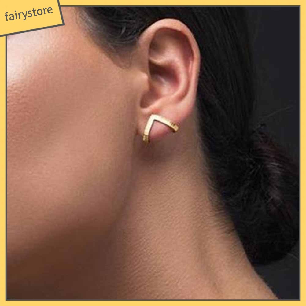 Khuyên Tai Hình Chữ V Phong Cách Tối Giản Dành Cho Nữ