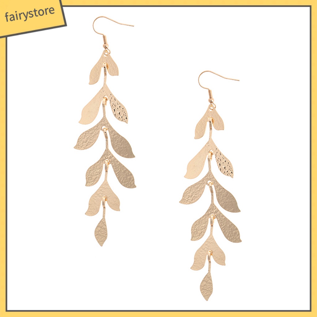 1 Đôi Bông Tai Dáng Dài Hình Chiếc Lá Nhiều Lớp Bằng Kim Loại Thời Trang Thanh Lịch Dùng Làm Quà Tặng Sinh Nhật