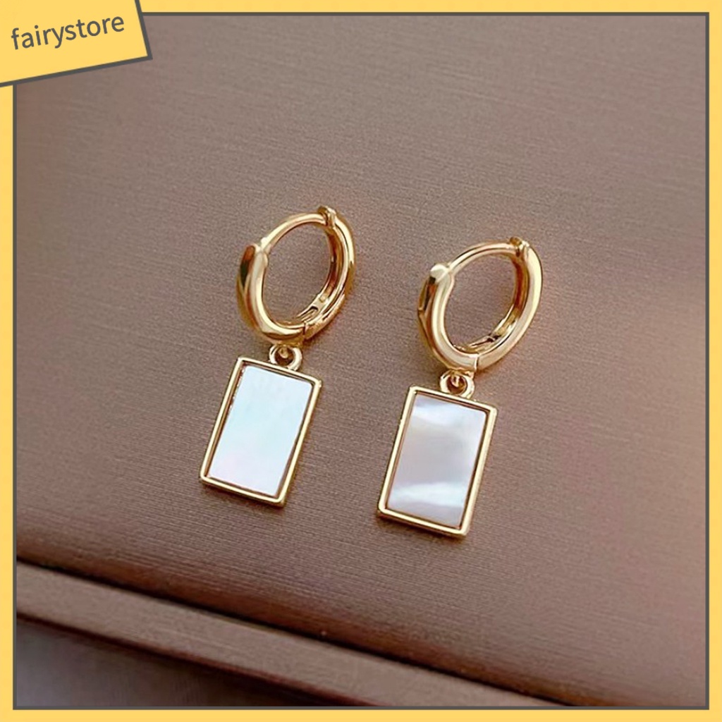 1 Đôi Bông Tai Treo Hình Học Bằng Thép Không Gỉ Chống Dị Ứng Màu Sắc Tương Phản Dành Cho Nữ