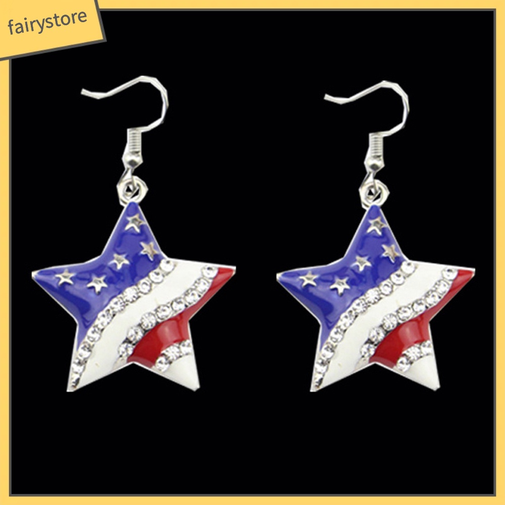 Bông Tai Hình Ngôi Sao / Trái Tim / Lá Cờ Mỹ Đính Đá Thời Trang Dành Cho Nữ