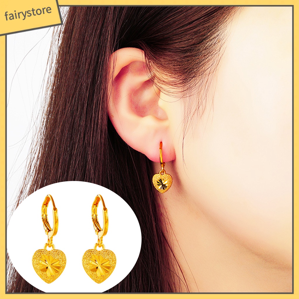 1 Đôi Bông Tai Hình Trái Tim Thiết Kế Đơn Giản Ngọt Ngào Cho Nữ