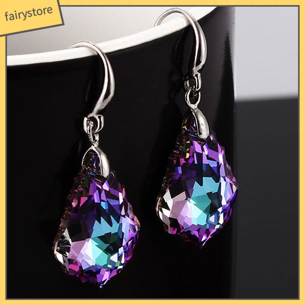 1 Đôi Bông Tai Móc Đính Pha Lê Giả Thoải Mái Chống Mòn Thời Trang Dự Tiệc Cho Nữ