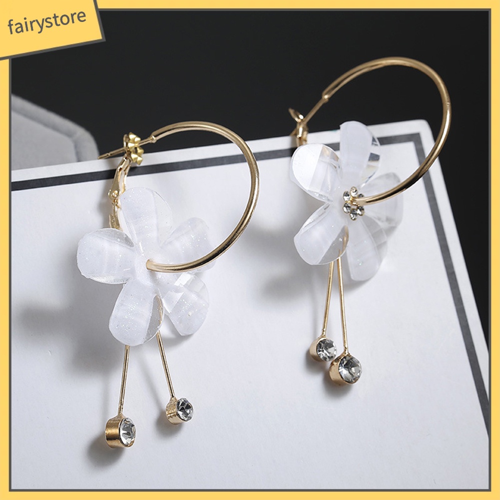 Bông Tai Hình Tròn Cỡ Lớn Đính Đá Phối Tua Rua Thời Trang Cho Nữ