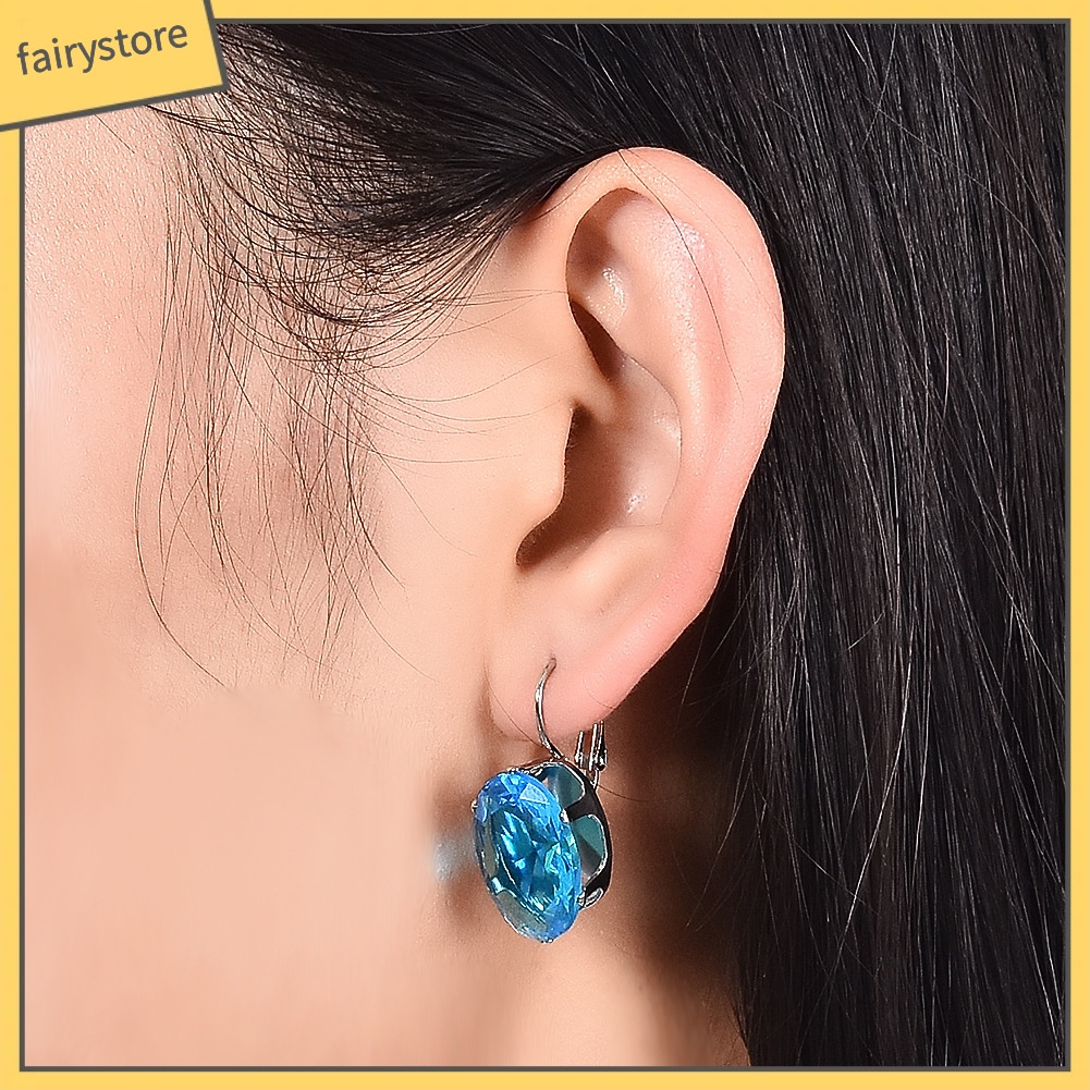 Bông Tai Hình Oval Đính Đá Zircon Thời Trang Dành Cho Nữ