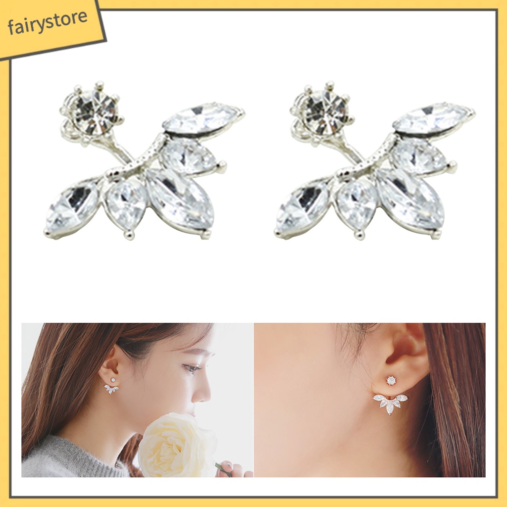 1 Cặp Bông Tai Hợp Kim Hình Hoa Đính Đá Xinh Xắn