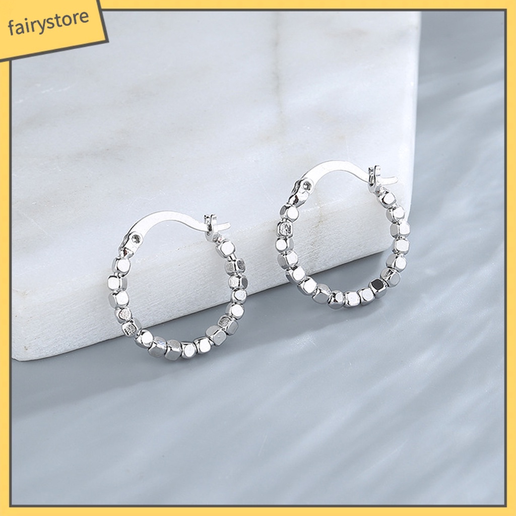 1 Bông Tai Hình Khối Lập Phương Bằng Đồng Bóng Cao Không Gây Dị Ứng Phong Cách Hip Hop Thời Trang Dành Cho Nữ