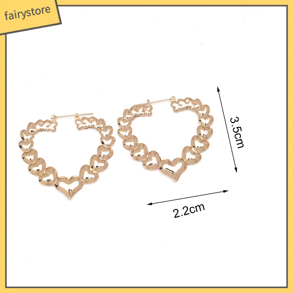 1 Cặp Bông Tai Hình Trái Tim Mạ Màu Trơn Phong Cách Cổ Điển Cho Nữ
