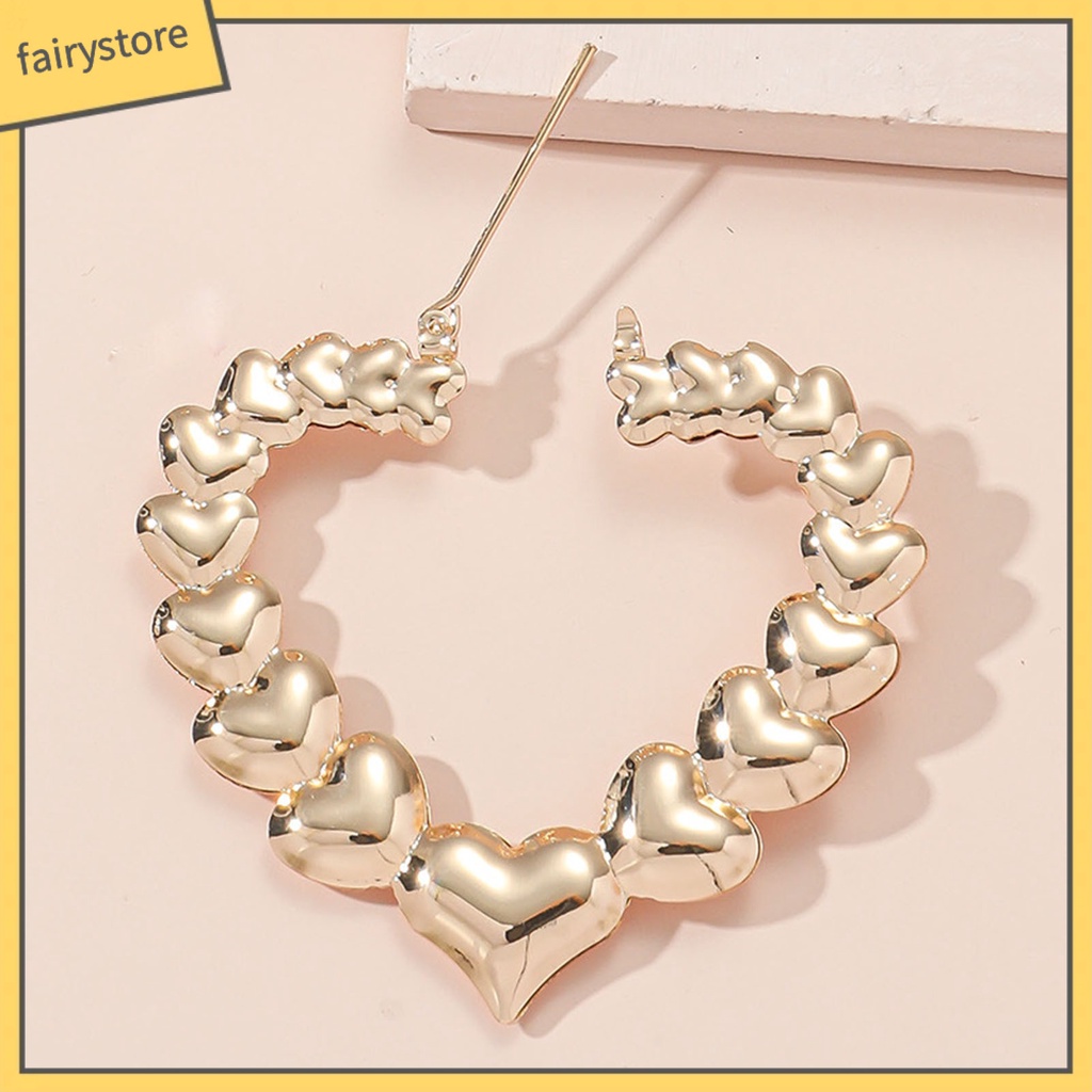 1 Cặp Bông Tai Hình Trái Tim Mạ Màu Trơn Phong Cách Cổ Điển Cho Nữ