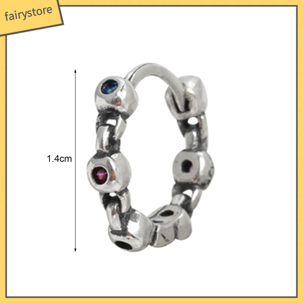 1 Khuyên Tai Tròn Đính Đá Nhiều Màu Sắc Phong Cách Vintage