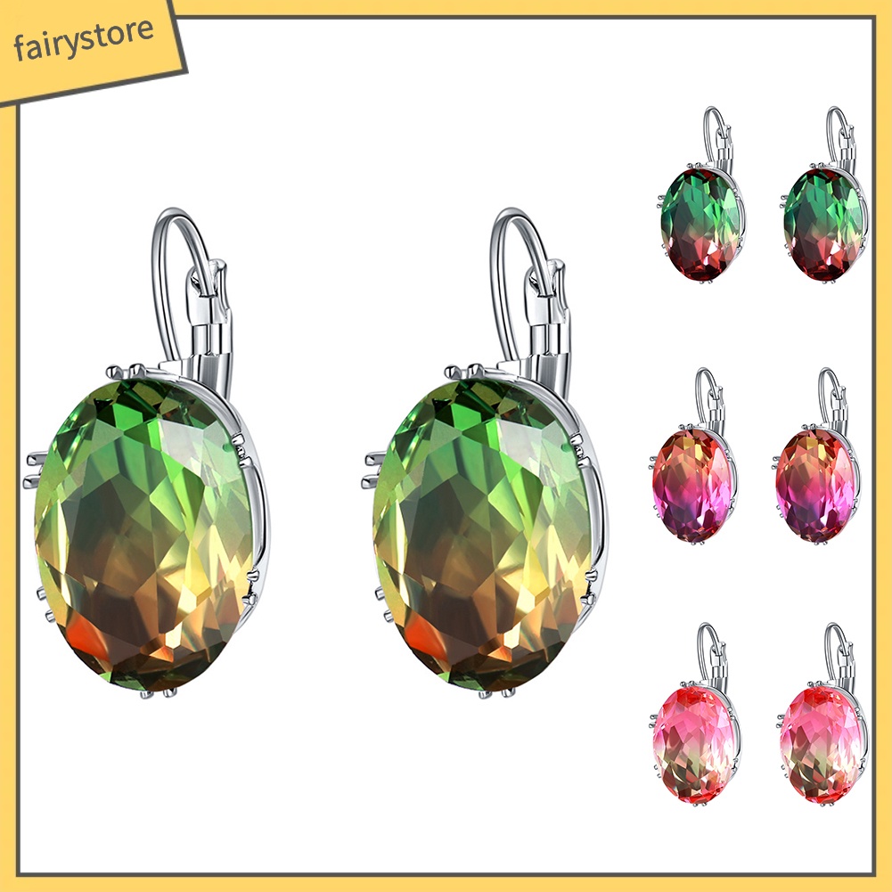 Bông Tai Hình Oval Đính Đá Zircon Thời Trang Dành Cho Nữ