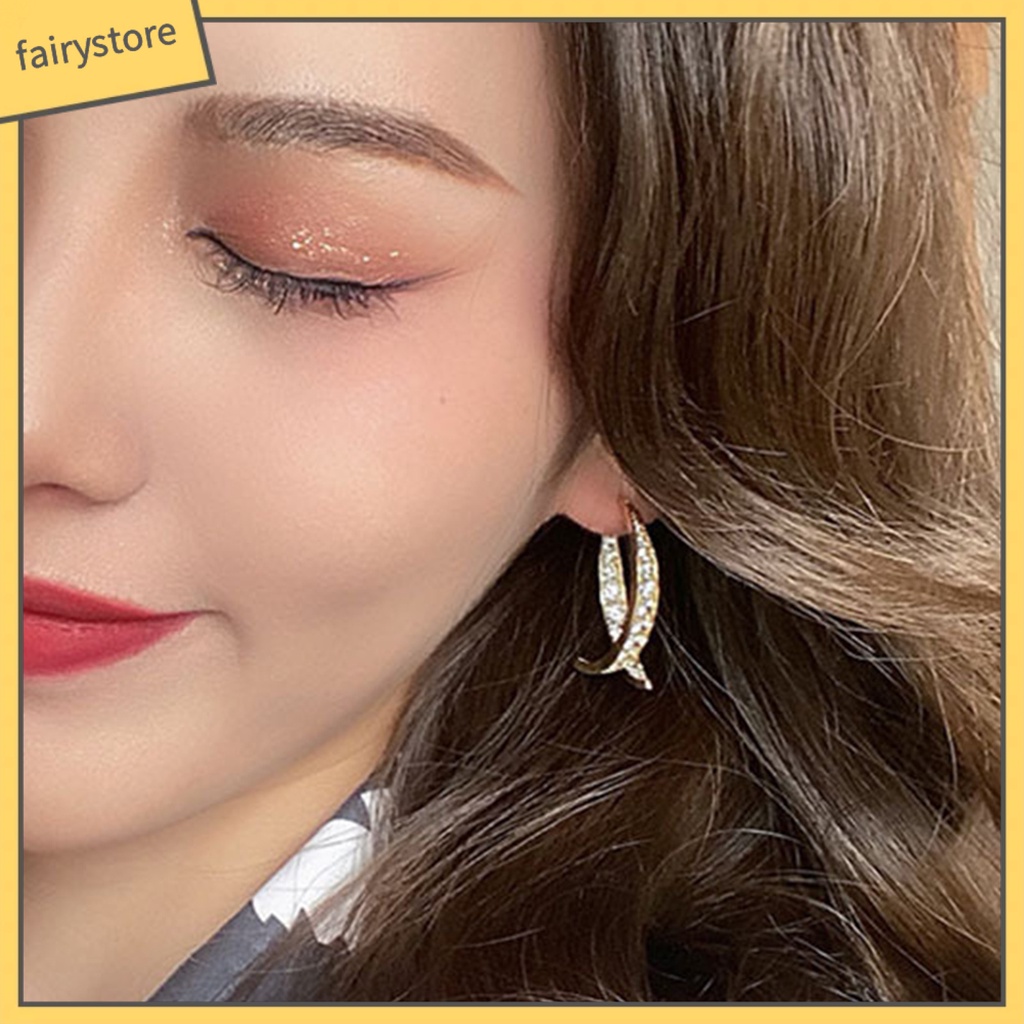 1 Đôi Bông Tai Hình Chữ Thập Đính Đá Lấp Lánh Thời Trang Dự Tiệc