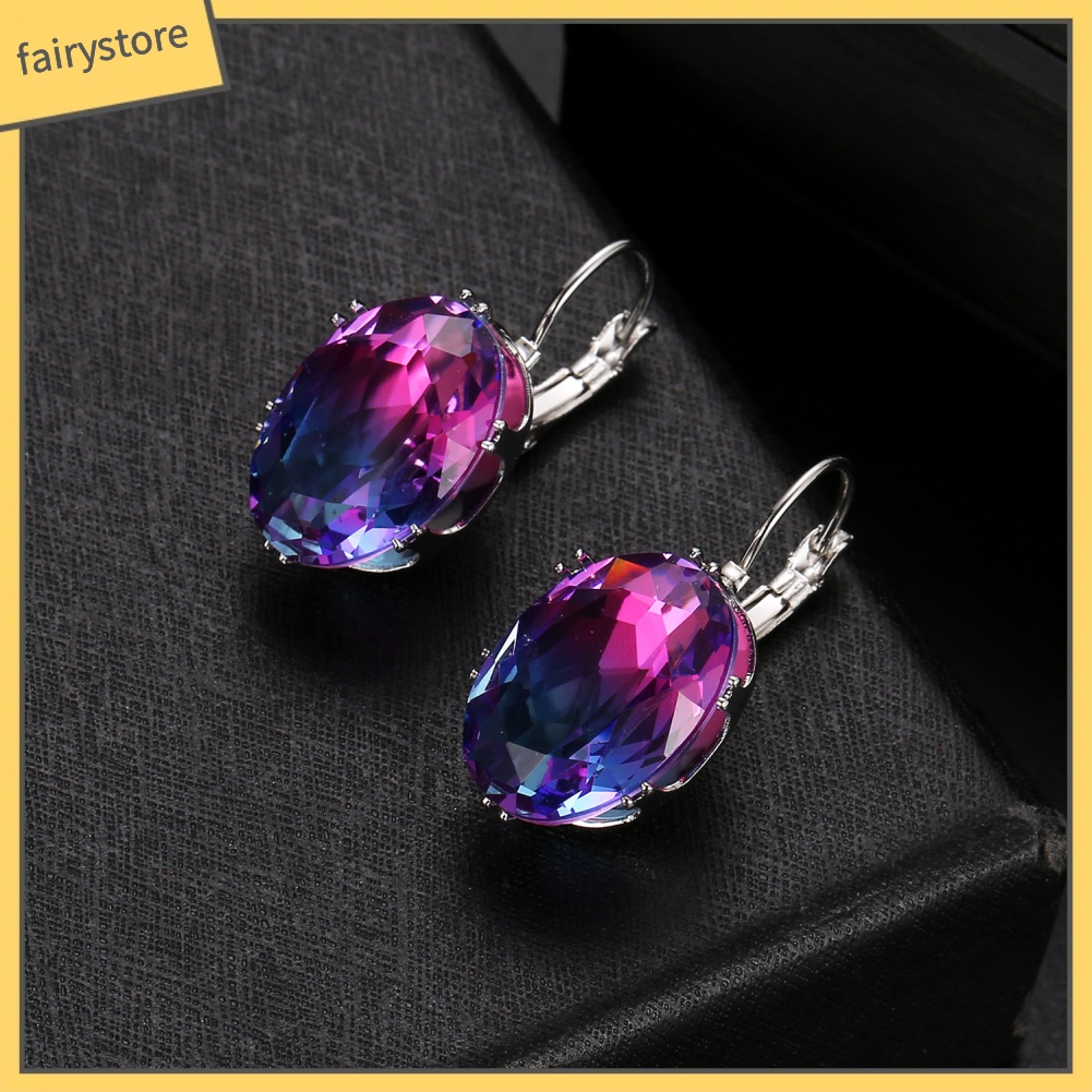 Bông Tai Hình Oval Đính Đá Zircon Thời Trang Dành Cho Nữ