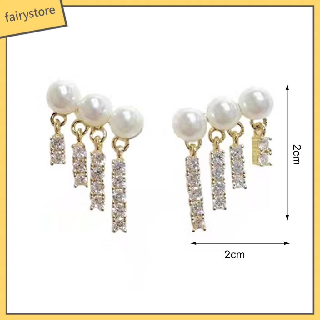 1 Đôi Bông Tai Hình Học Đính Ngọc Trai Giả Lấp Lánh Dành Cho Nữ