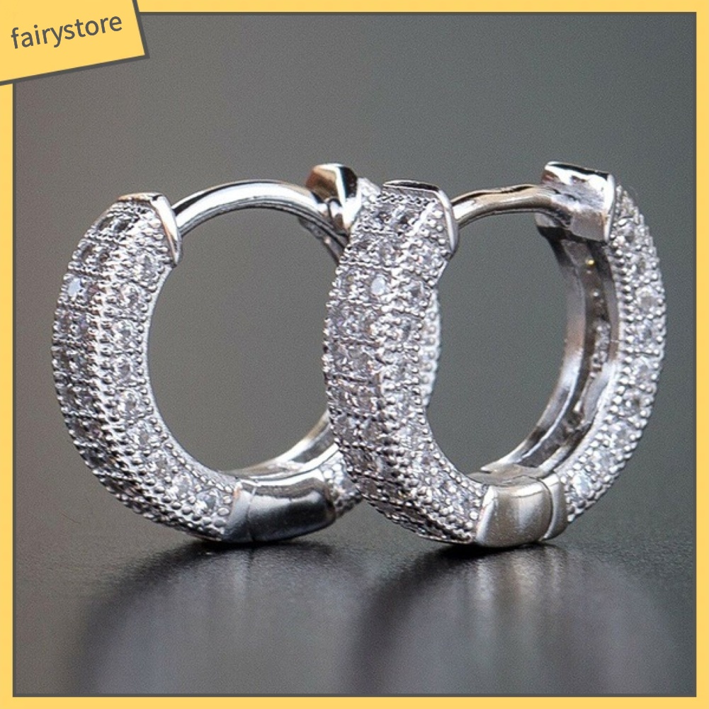 Bông Tai Tròn Đính Đá Lấp Lánh Dành Cho Nữ