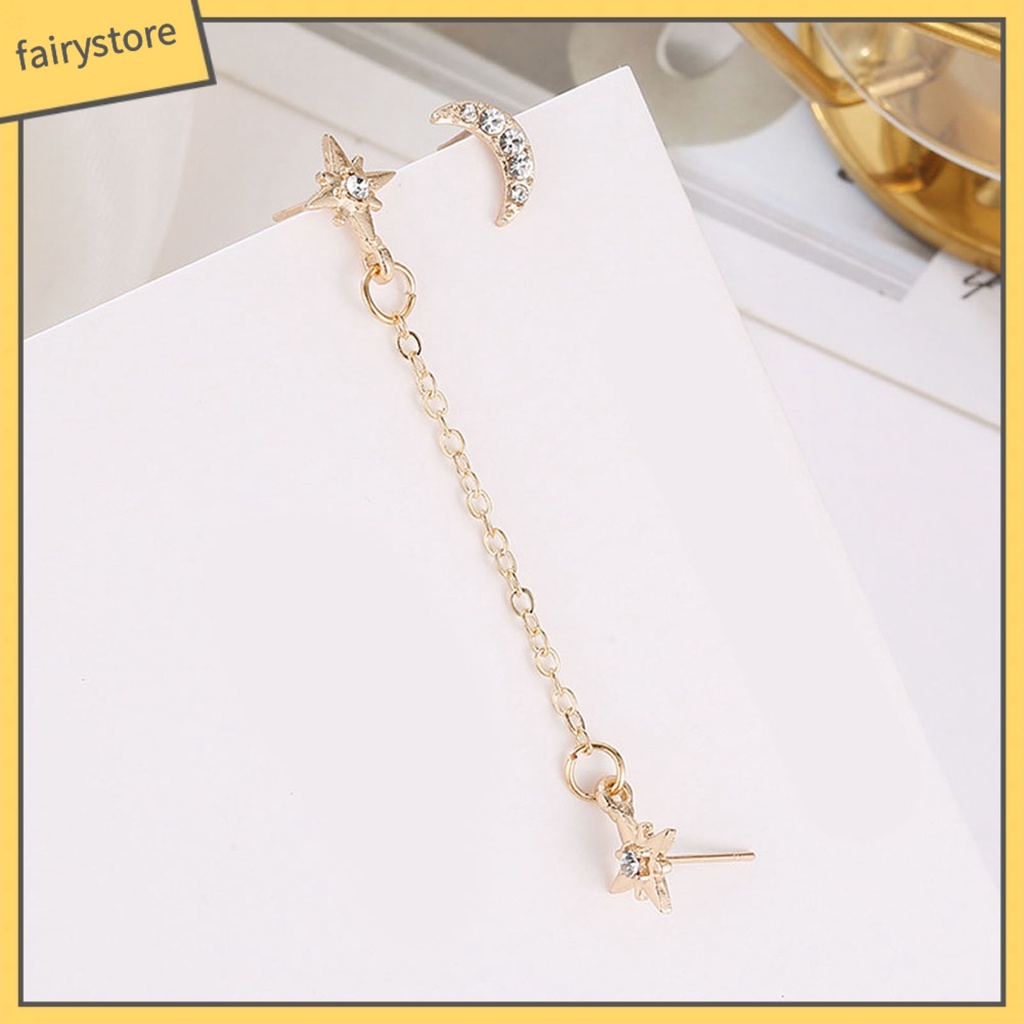 2 Bông Tai Hình Mặt Trăng / Ngôi Sao Bằng Hợp Kim Độc Đáo