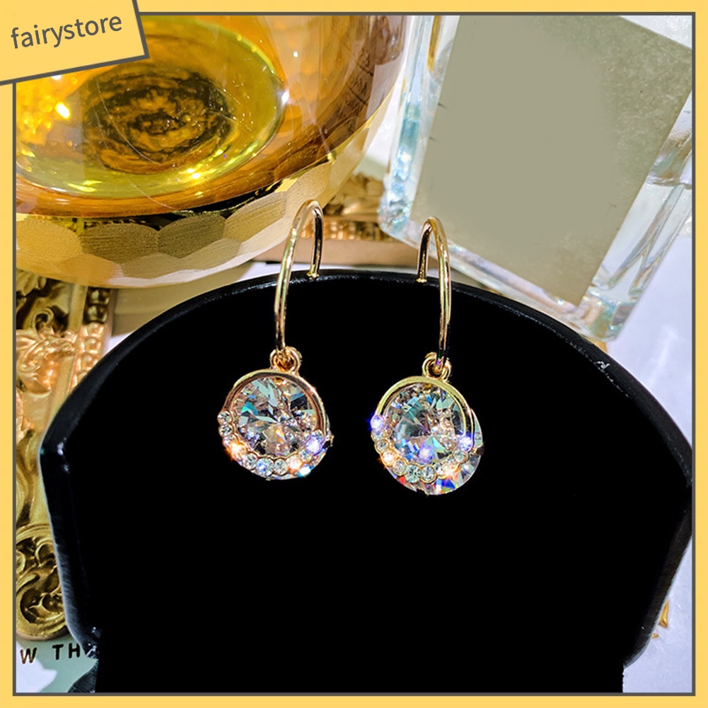 Bông Tai Hình Tròn Đính Đá Thanh Lịch Dành Cho Nữ