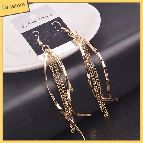 Bông Tai Hợp Kim Dáng Dài Phối Tua Rua Phong Cách Vintage Thanh Lịch Cho Nữ