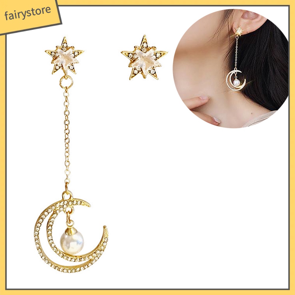 Khuyên Tai Hình Ngôi Sao Và Mặt Trăng Thời Trang Cho Nữ