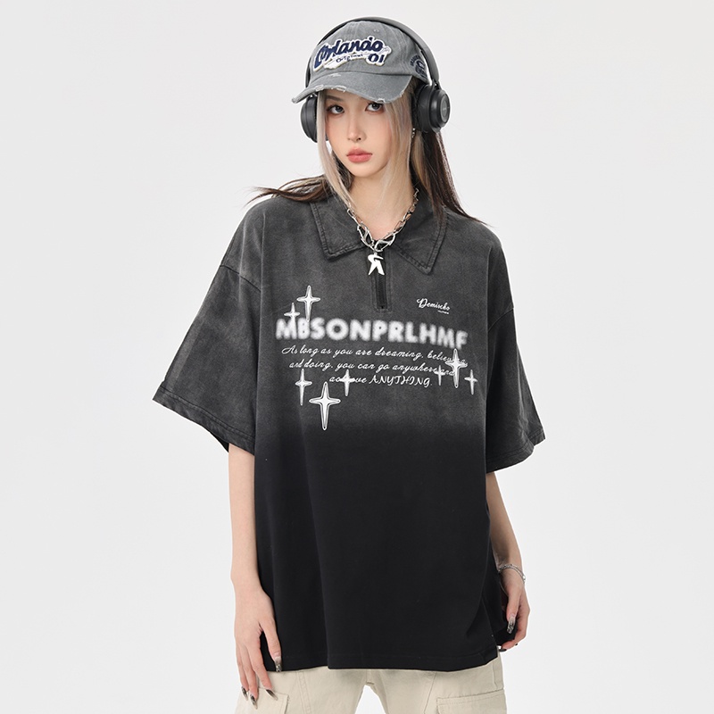 Áo Thun polo Ngắn Tay Phong Cách Đường Phố Mỹ Cá Tính