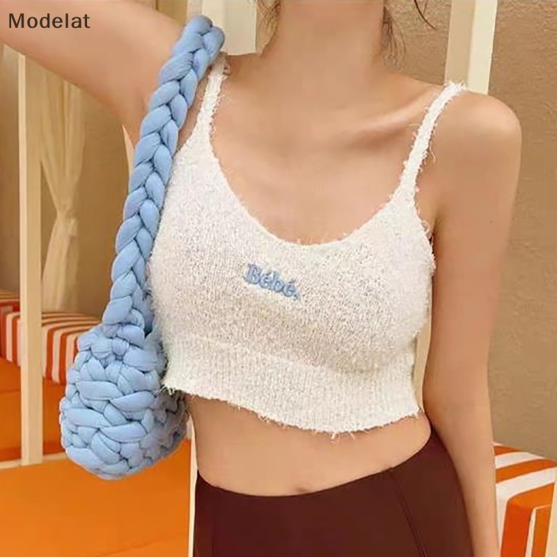 Áo Dệt Kim Hai Dây Dáng Ôm Thêu Chữ Thời Trang Mùa Hè Quyến Rũ Cho Nữ