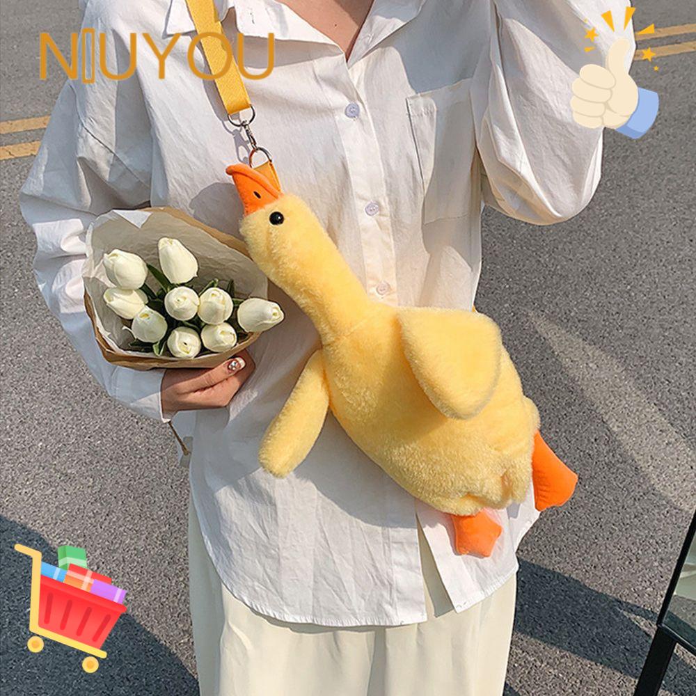 Túi Đeo Chéo Hình Vịt Nhồi Bông Hoạt Hình Dễ Thương