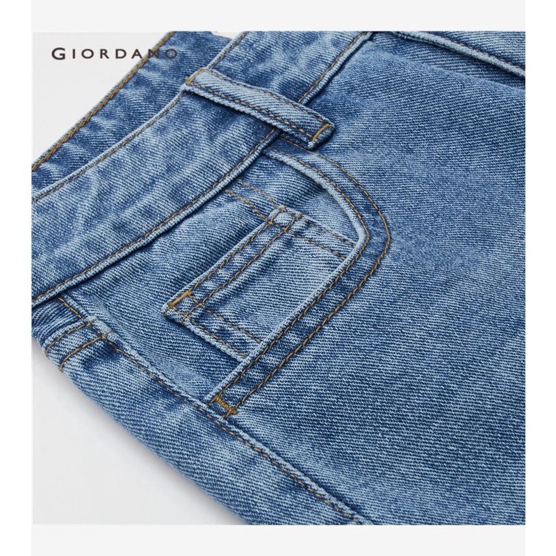 Giordano Quần Jean denim Lưng Cao Phối Túi Giả Màu Tương Phản Cá Tính Cho Nữ 18423203