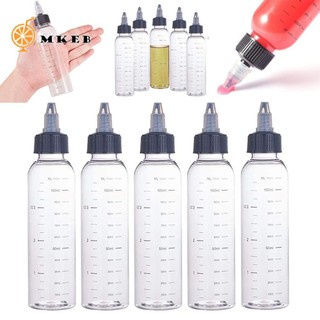 MKEB  Bộ 5 Chai Nhựa Rỗng Trong Suốt Có Nắp Xoắn Đựng Mực Xăm