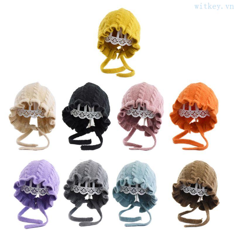 Nón Len Trùm Đầu Giữ Ấm Mùa Đông Kiểu Công Chúa Dành Cho Bé Gái Mới Sinh