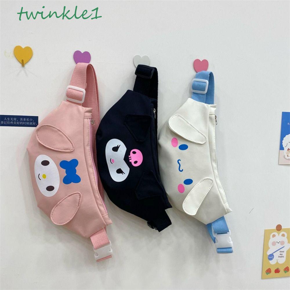 Túi Đeo Chéo Ngực Vải Canvas Họa Tiết Hoạt Hình Kuromi Lấp Lánh Dễ Thương Cho Nữ