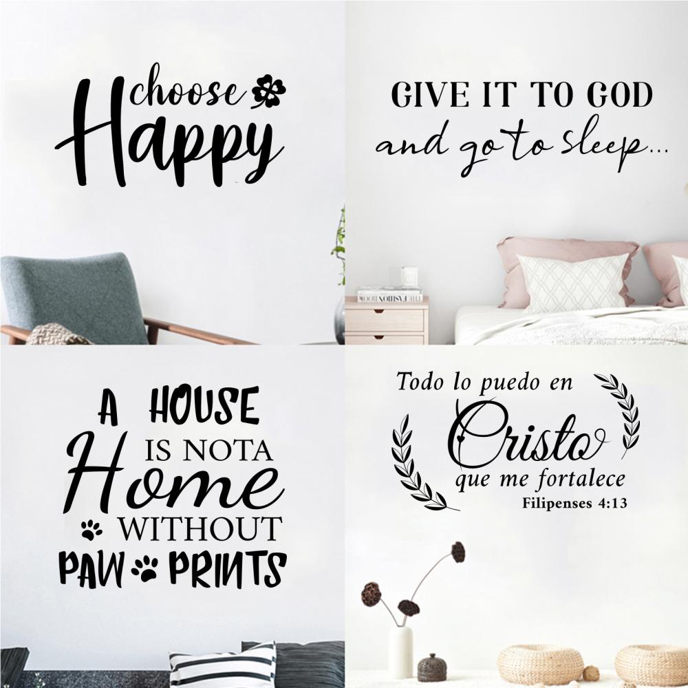 1 Tấm Sticker Dán Tường Trang Trí Cầu Thang In Chữ GIVE IT To GOD and Go To Sleep Black 29x79cm