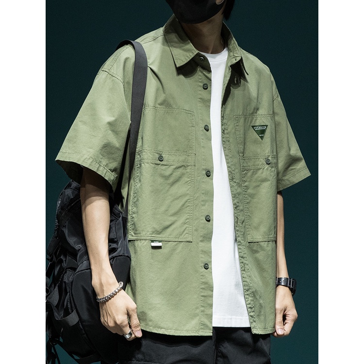 Áo Sơ Mi Cotton Tay Lửng Dáng Rộng Thời Trang Mùa Hè Nhật Bản Dành Cho Nam