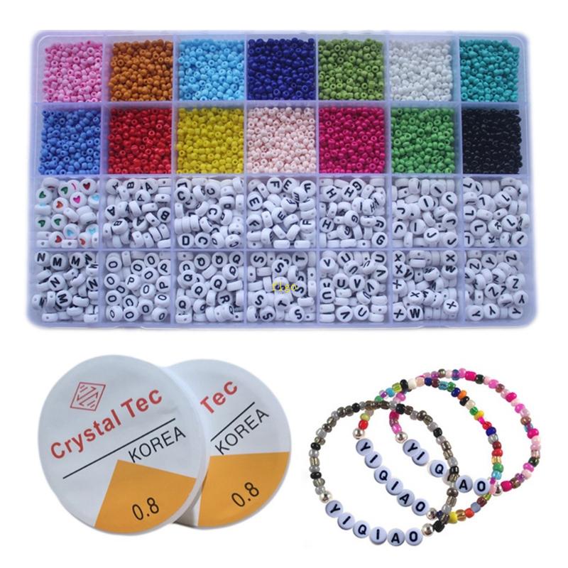 Bộ 5000 Hạt Xỏ Vòng Nhiều Màu Sắc Co Giãn Để Làm Trang Sức