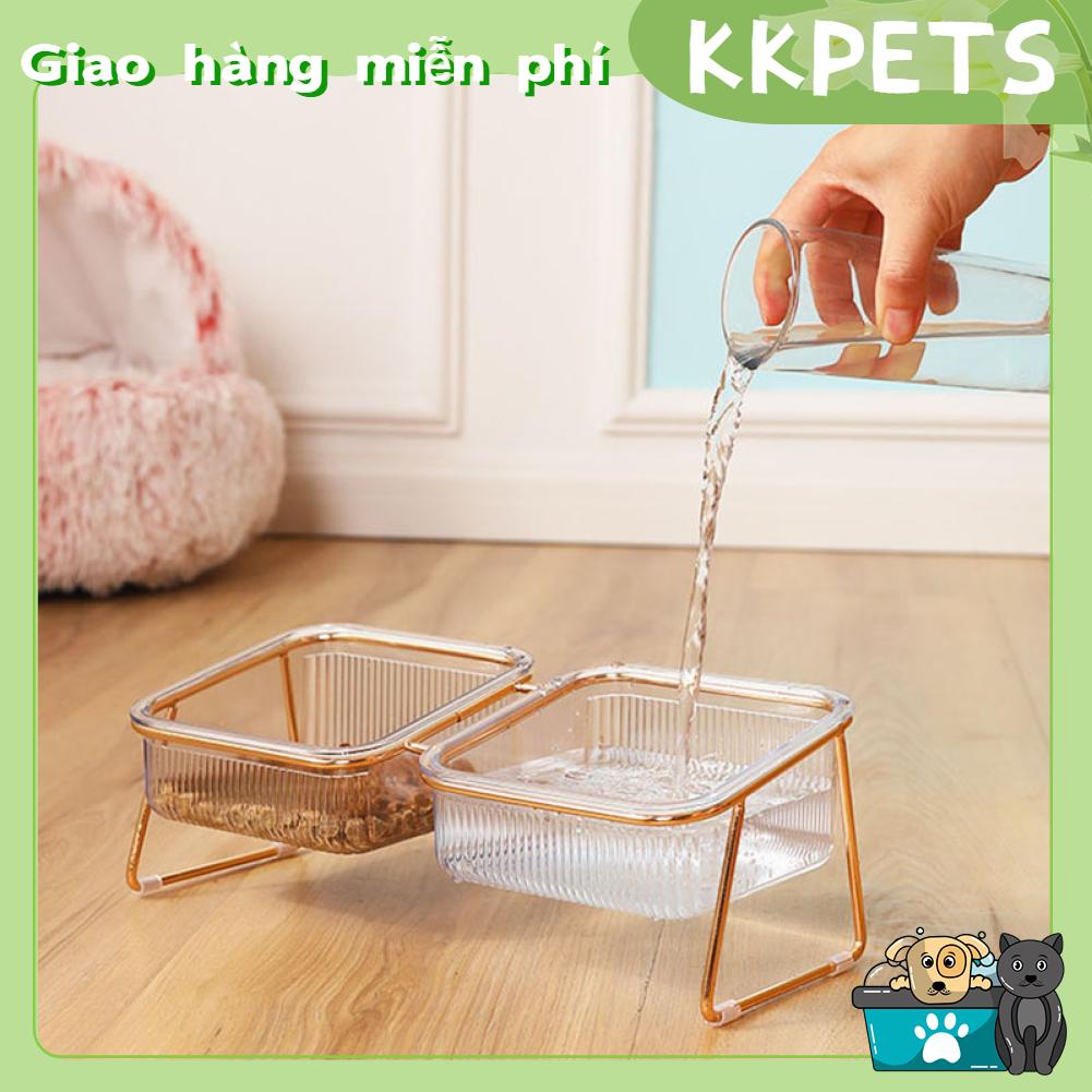 KKPETS Thức ăn cho mèo lớn Bát nước miệng nghiêng trong suốt nâng cao thú cưng dành chó