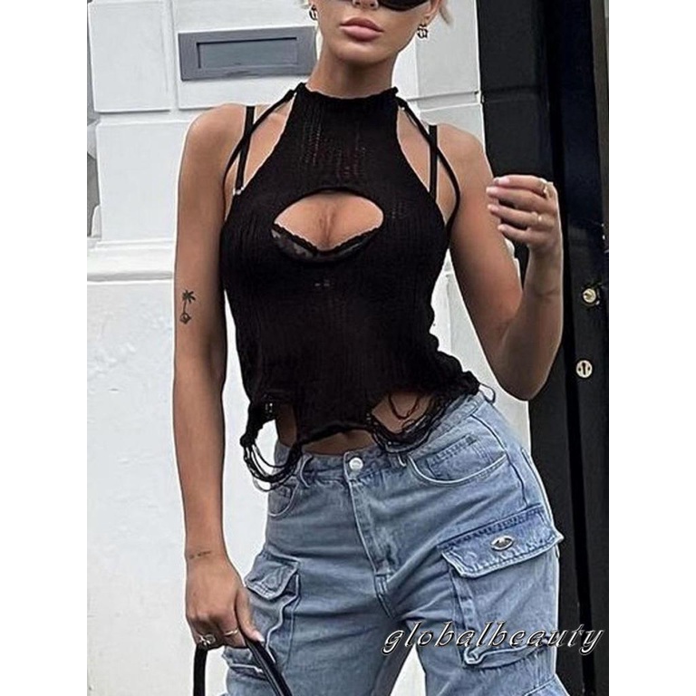 Áo Hai Dây Dệt Kim Hở Lưng Thời Trang Mùa Hè Cho Nữ