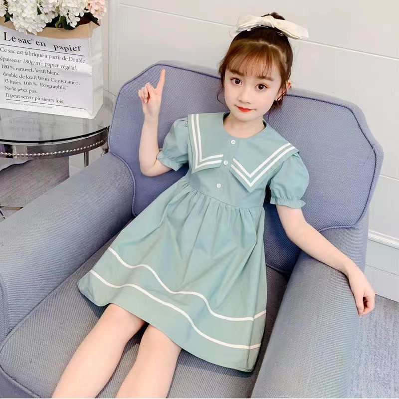 Đầm Công Chúa Mùa Hè Phong Cách Preppy Mẫu Mới 2023 Hợp Thời Trang Cho Bé Gái