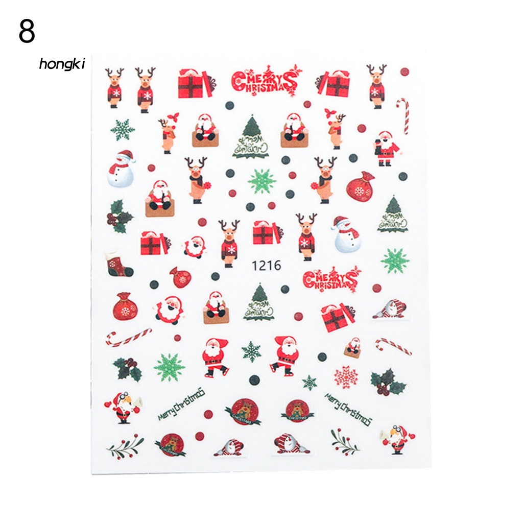Miếng Dán Trang Trí Móng Tay Họa Tiết Giáng Sinh 3D Siêu Mỏng Cho Nữ