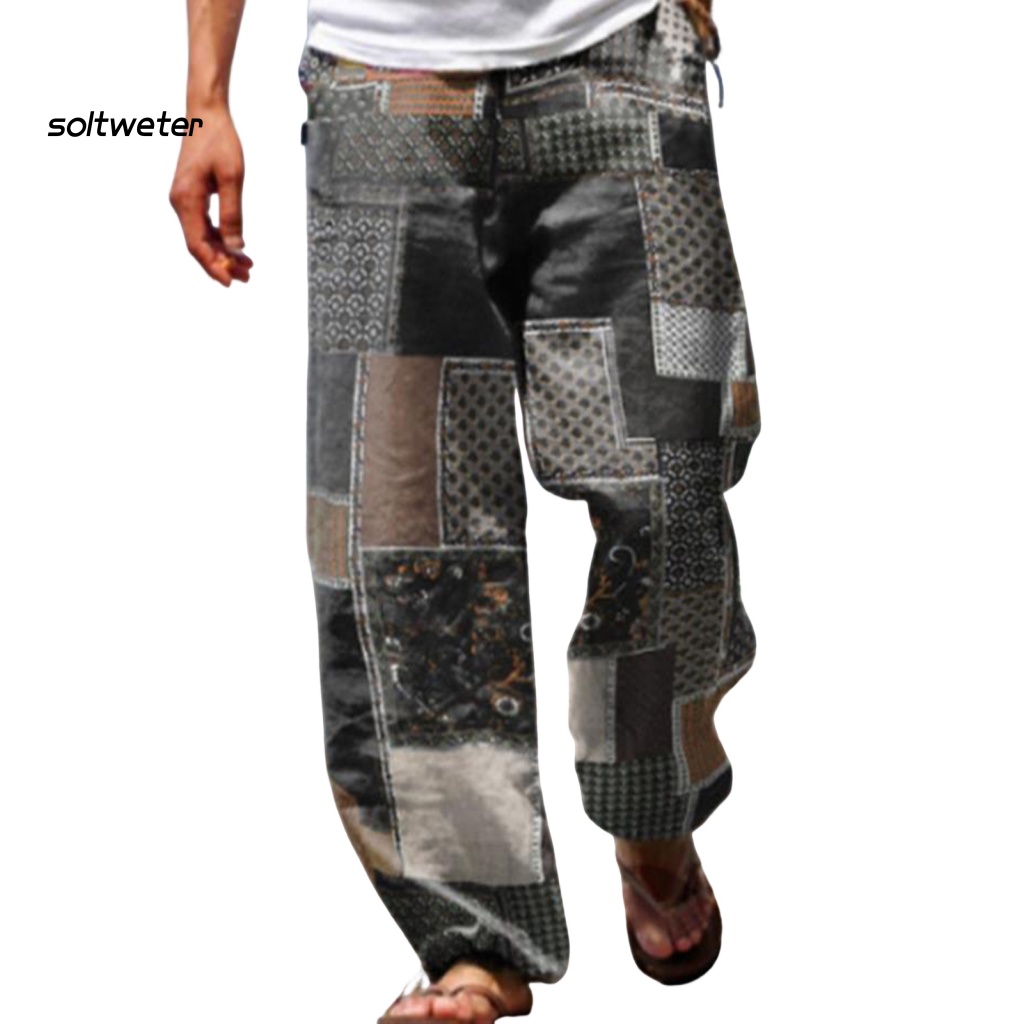 Quần Dài Eo Cao Dáng Rộng In Họa Tiết Phong Cách Bohemian Thời Trang Xuân Thu Đi Biển Cho Nữ