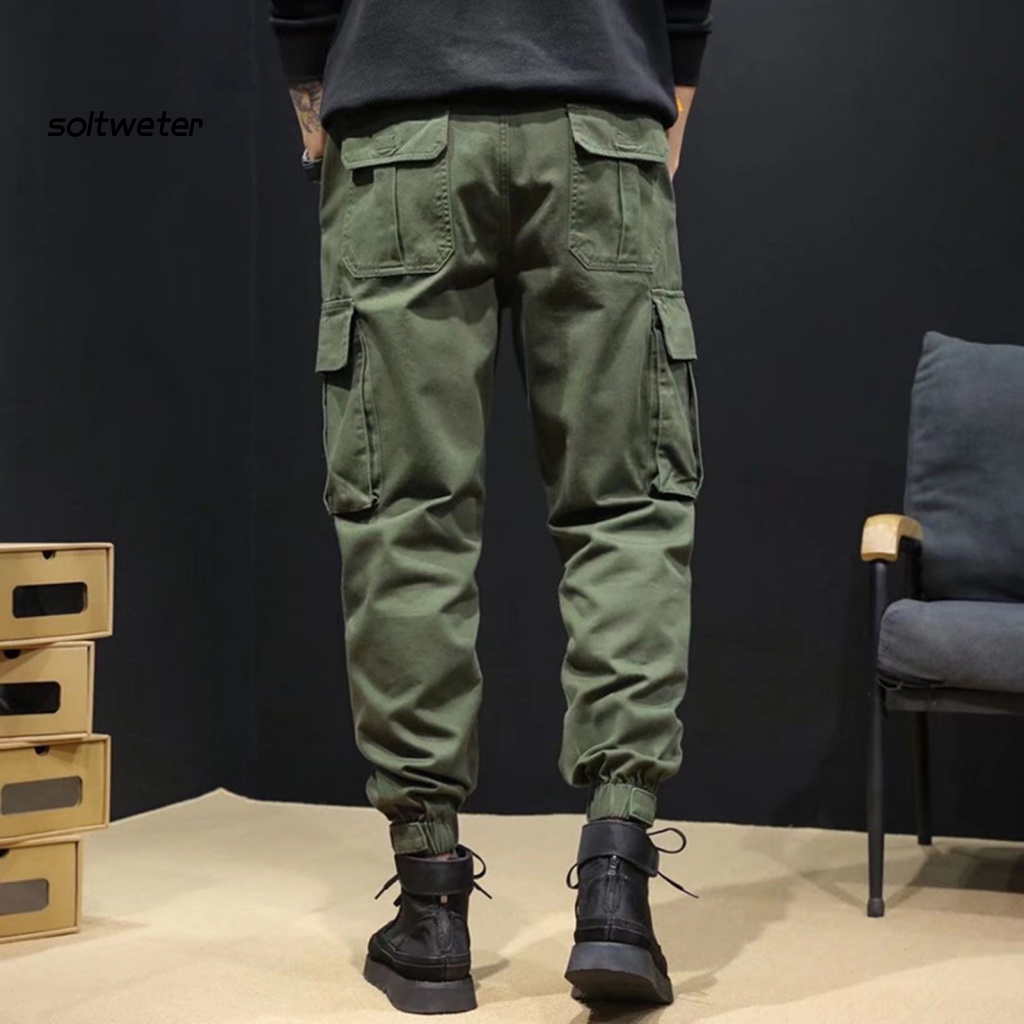 Quần Dài Dáng Suông Lưng Thun Rút Dây Màu Trơn Phong Cách Đường Phố Thời Trang Xuân Thu