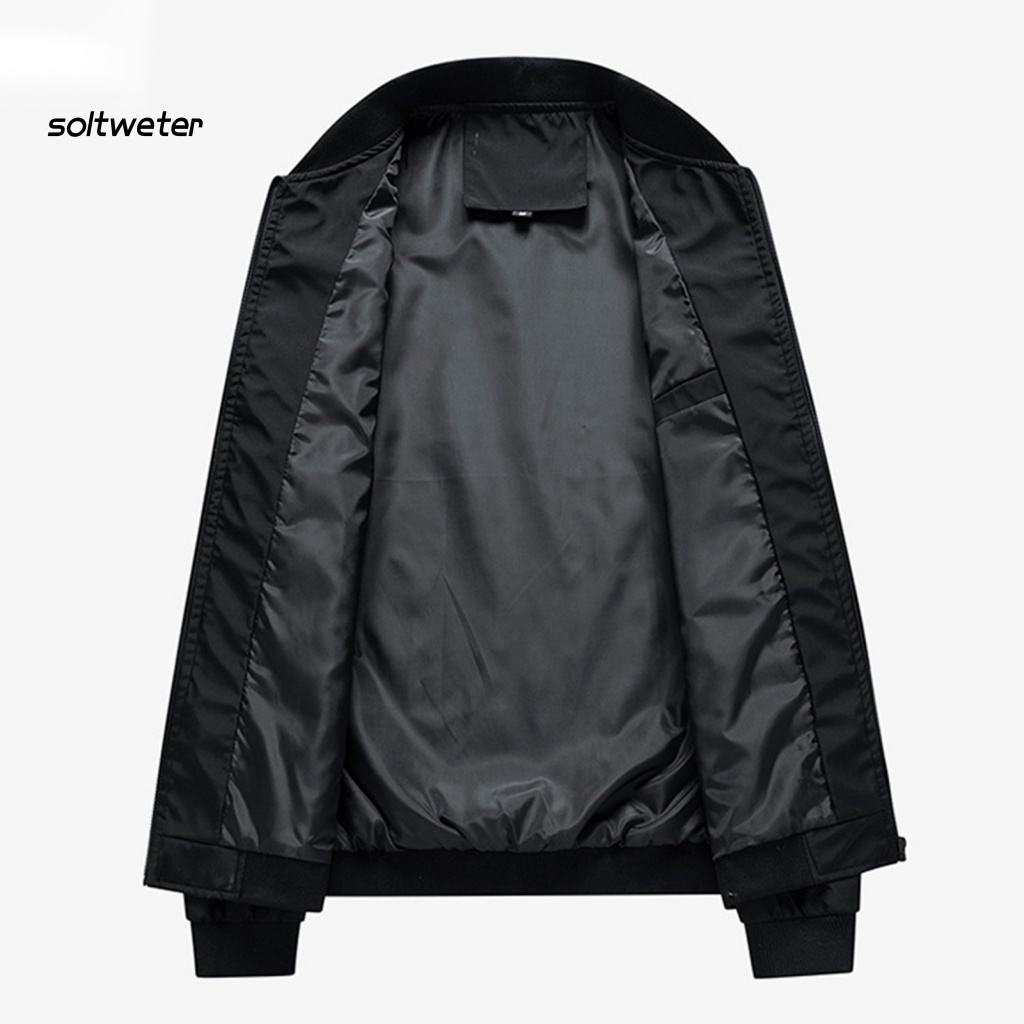 Áo Khoác Cổ Đứng Màu Trơn Dáng Rộng Có Túi Và Khóa Kéo Thời Trang Xuân Thu Cho Nam